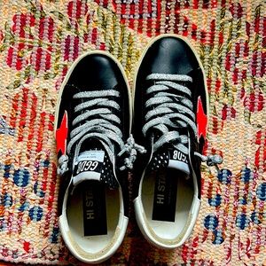 Golden goose high star size 37 black with pink star